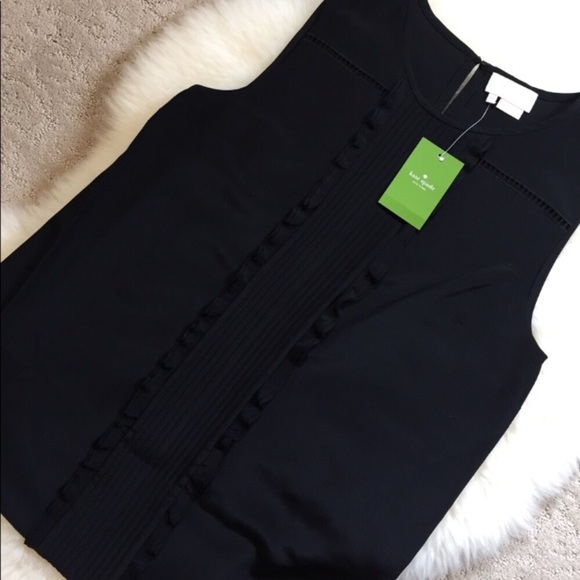 Kate Spade Black Pleated 100% Silk Top - Picture 6 of 7